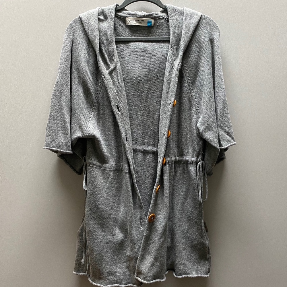 Anthropologie light grey knit hooded sweater (S)